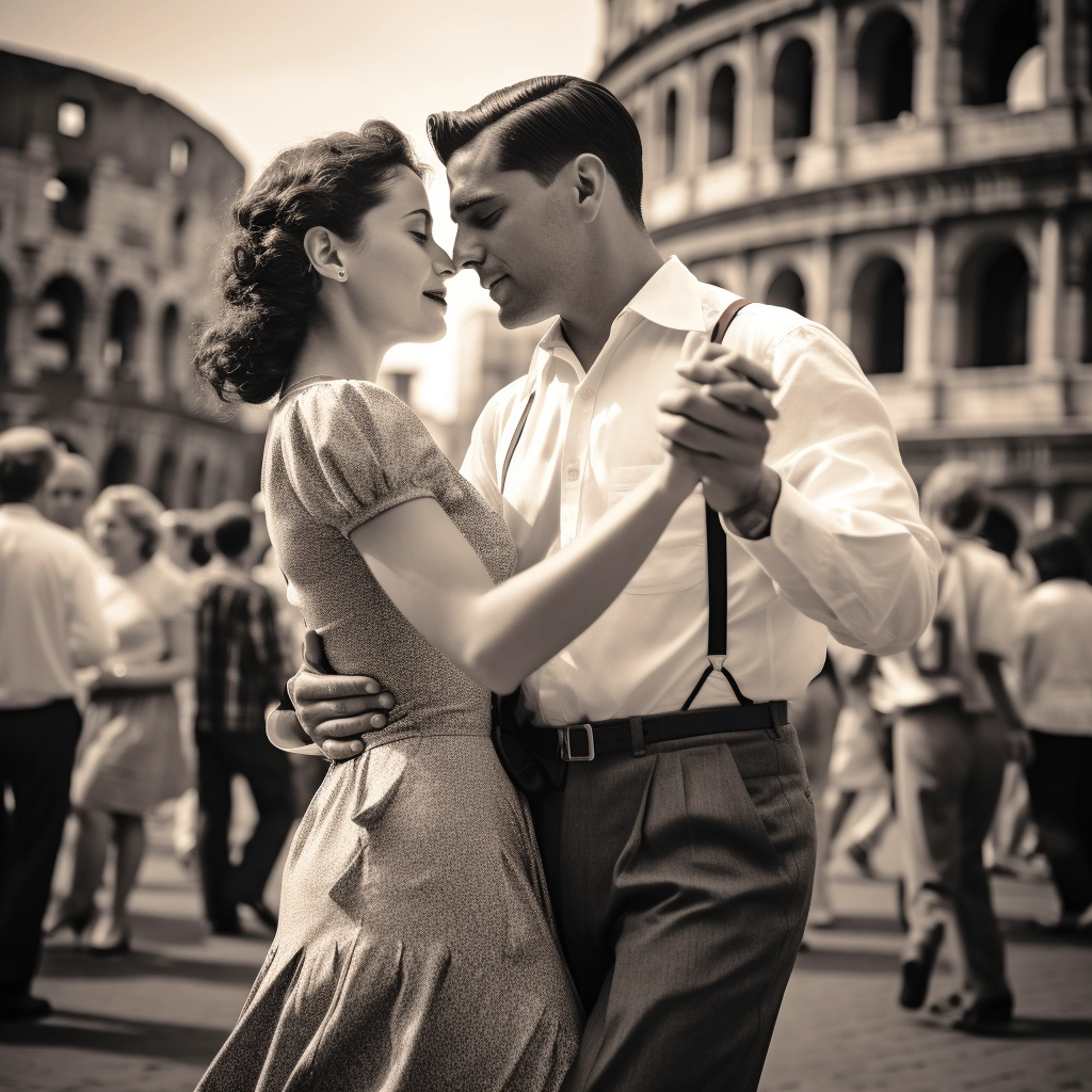 Tango Couple Dancing in Rome, Italy